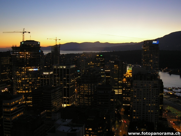 Vancouver, Le centre ville au coucher de soleil